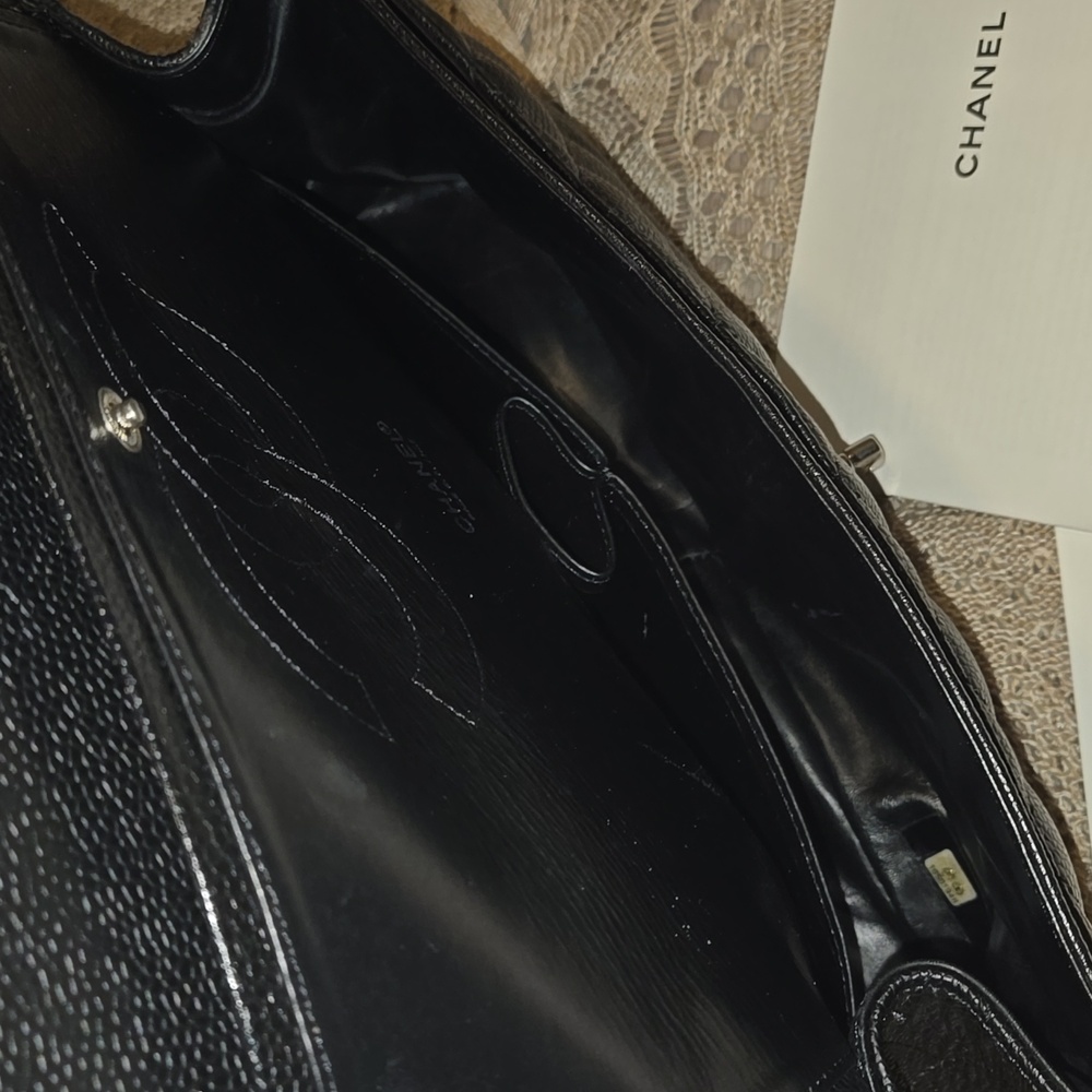 Chanel Classic Double Flap Quilted Caviar Jumbo Bag - Picture 9 of 11